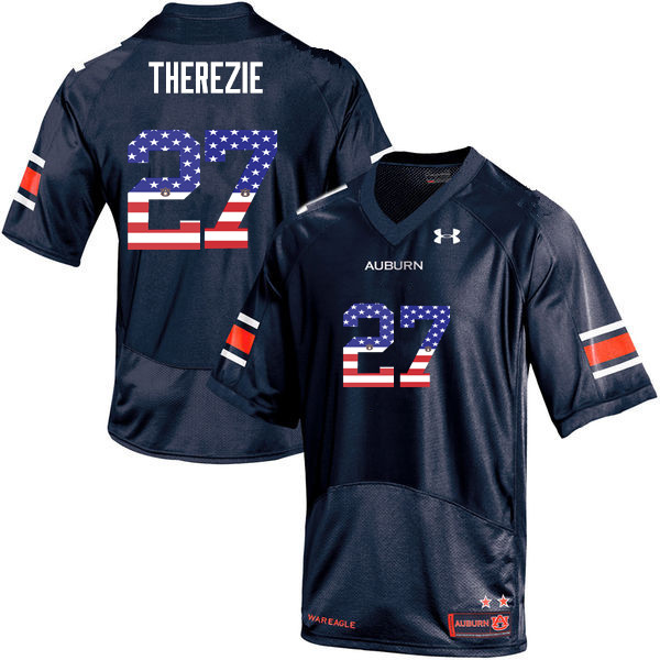 Auburn Tigers Men's Robenson Therezie #27 Navy Under Armour Stitched College USA Flag Fashion NCAA Authentic Football Jersey ABW6174BA